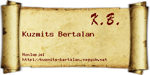 Kuzmits Bertalan névjegykártya