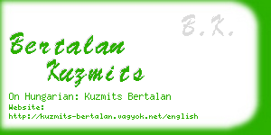 bertalan kuzmits business card